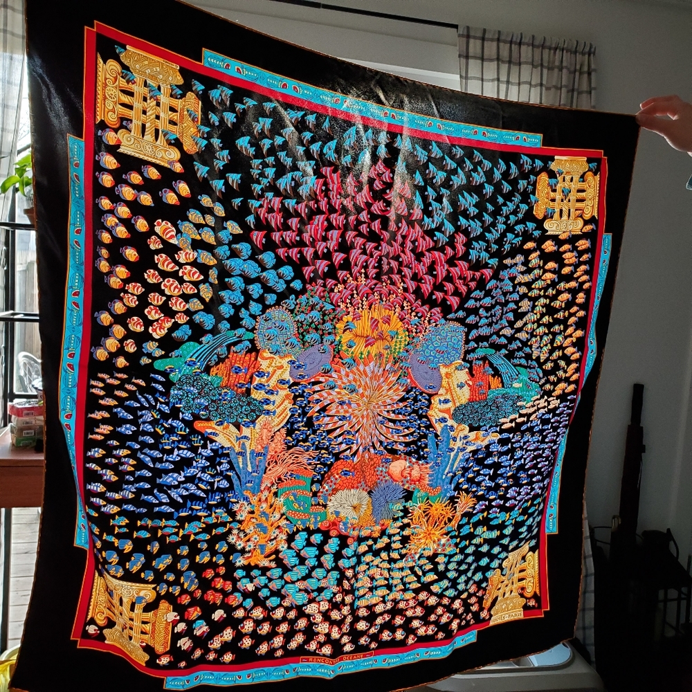 Hermes Silk Scarf Recontre Oceane